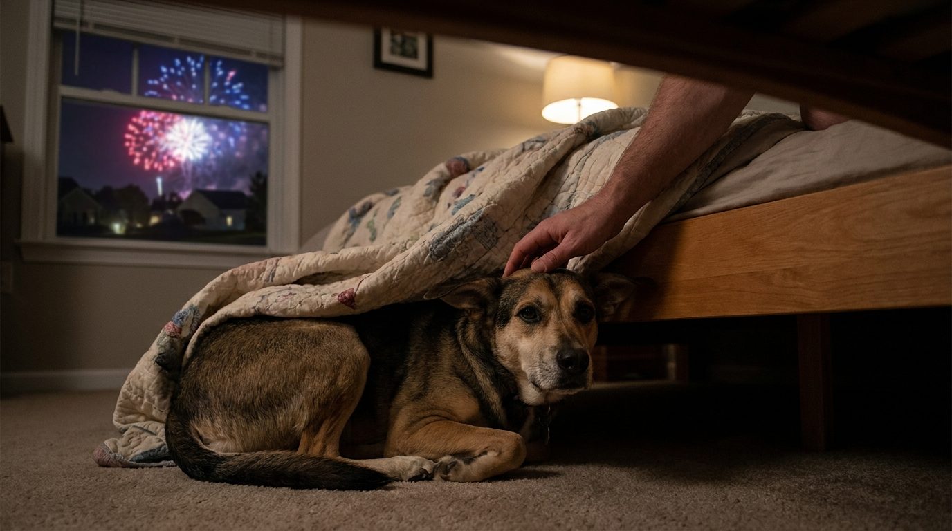 San Diego fireworks, dog, anxiety